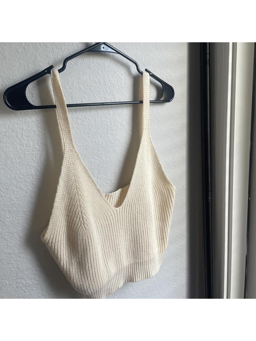 DAZY Cream Knit Women's Tank Top, Light Yellow Tone